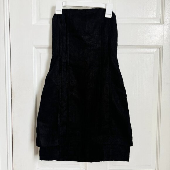 DISSH Dulce Mini Dress Black Linen Short Strapless Tube Layered Zip 34 5712 - Picture 2 of 10